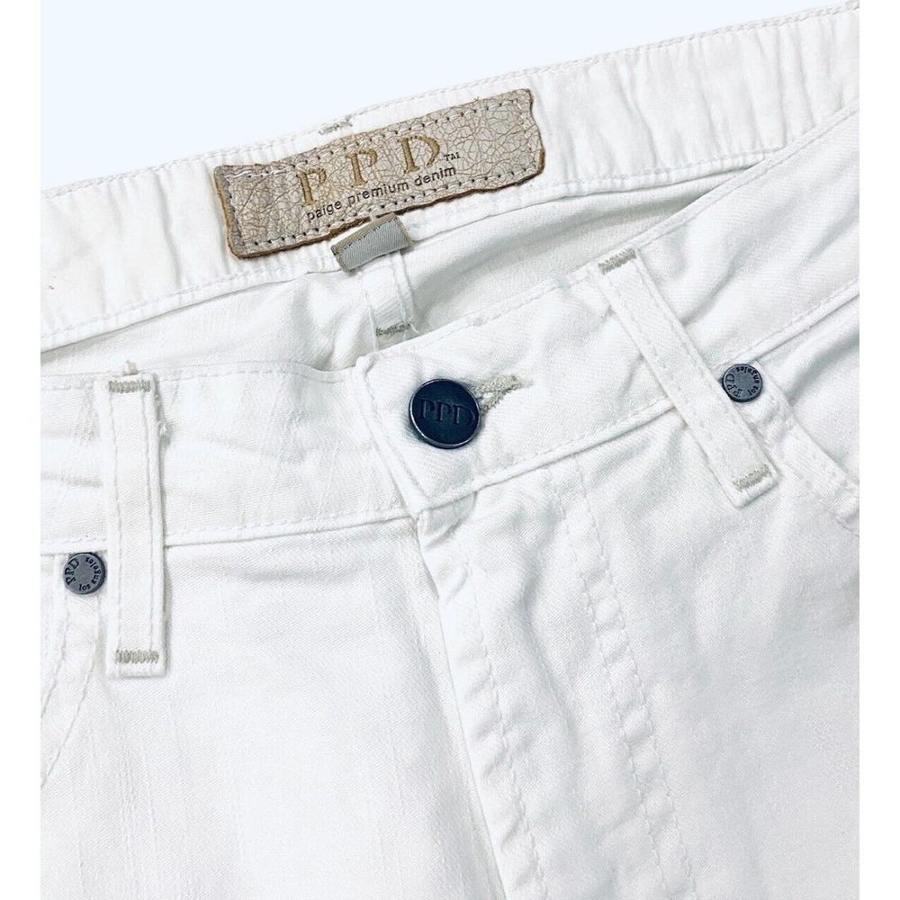Paige Men's JRG Straight Leg Relaxed Fit Stretch Premium Denim Jeans in White - Picture 5 of 8
